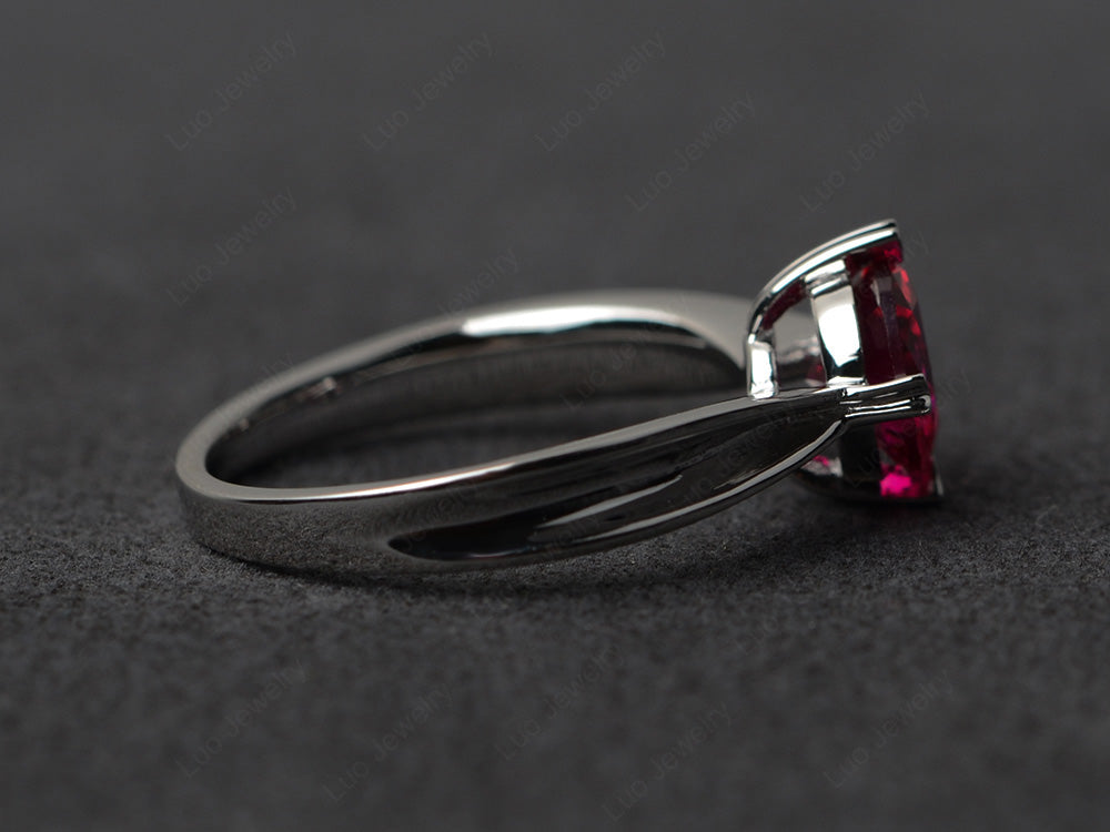 Heart Prong Ruby Solitaire Wedding Ring - LUO Jewelry