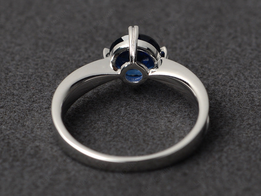 Heart Prong Lab Sapphire Solitaire Wedding Ring - LUO Jewelry