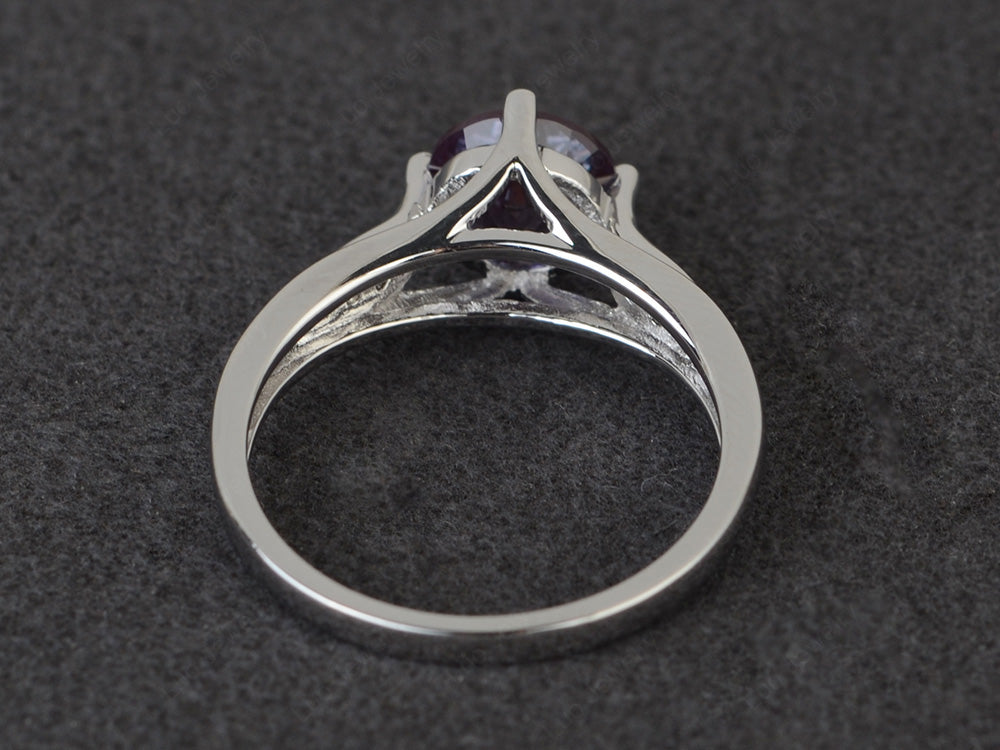 Vintage Round Cut Alexandrite Ring Sterling Silver - LUO Jewelry