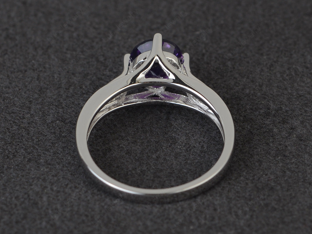 Vintage Round Cut Amethyst Ring Sterling Silver - LUO Jewelry