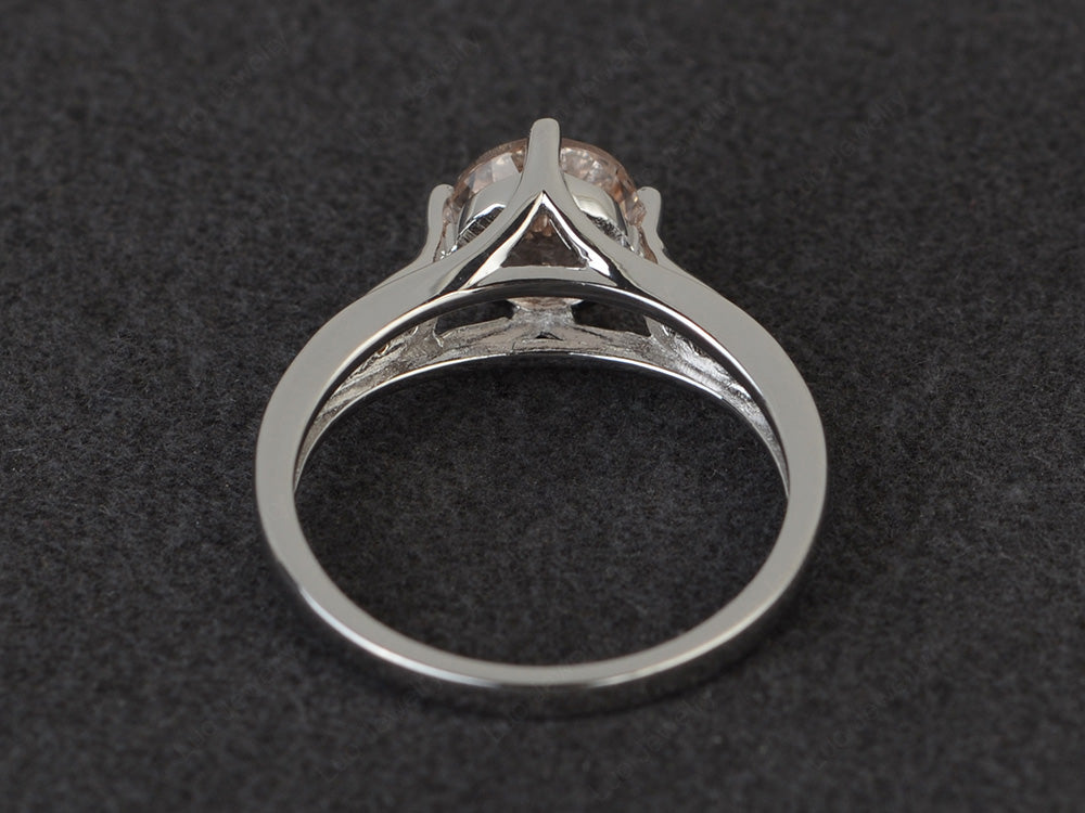 Vintage Round Cut Morganite Ring Sterling Silver - LUO Jewelry