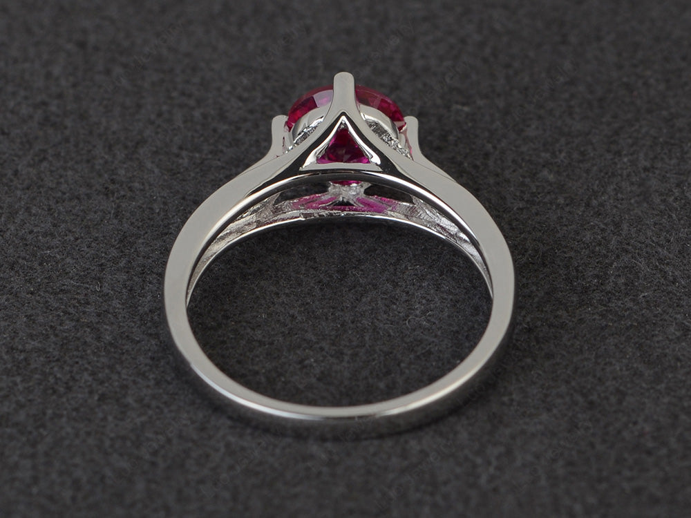 Vintage Round Cut Ruby Ring Sterling Silver - LUO Jewelry