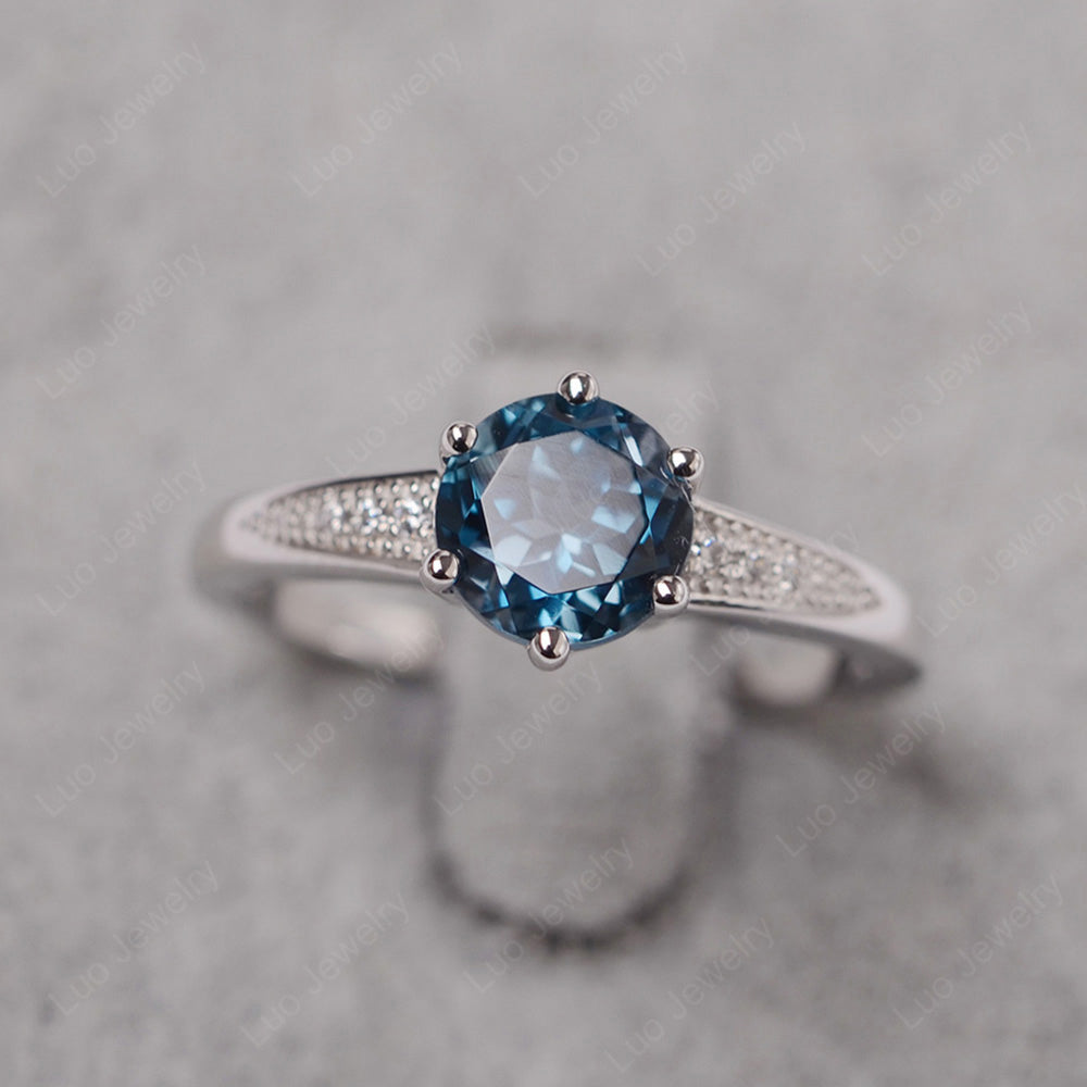 Brilliant Cut London Blue Topaz Engagement Ring Silver - LUO Jewelry