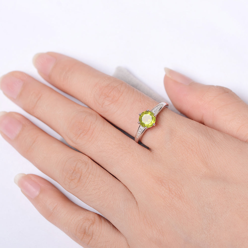 Brilliant Cut Peridot Engagement Ring Silver - LUO Jewelry