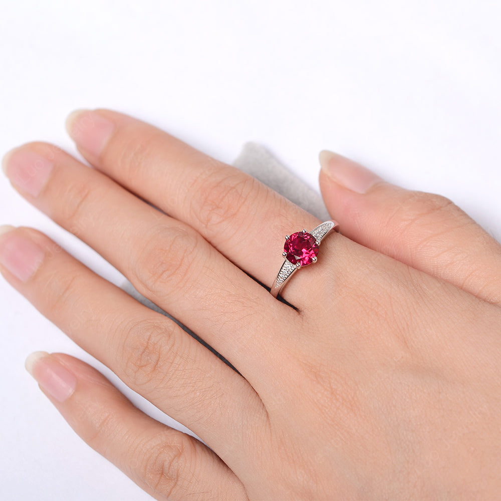 Brilliant Cut Ruby Engagement Ring Silver - LUO Jewelry