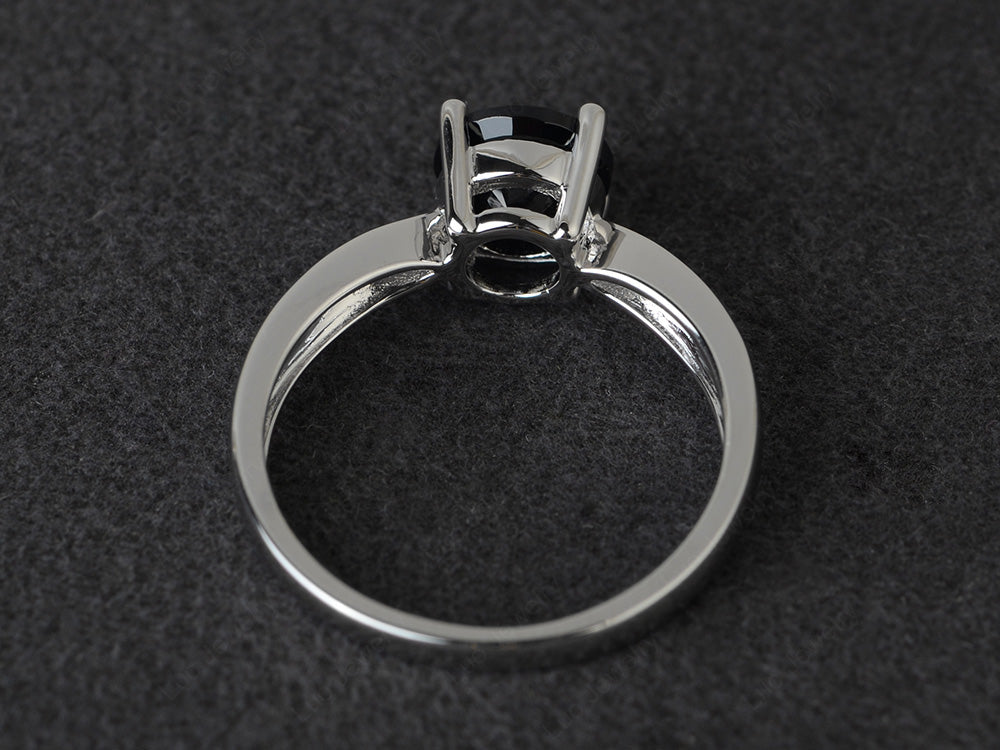 Round Cut Black Stone Engagement Ring - LUO Jewelry