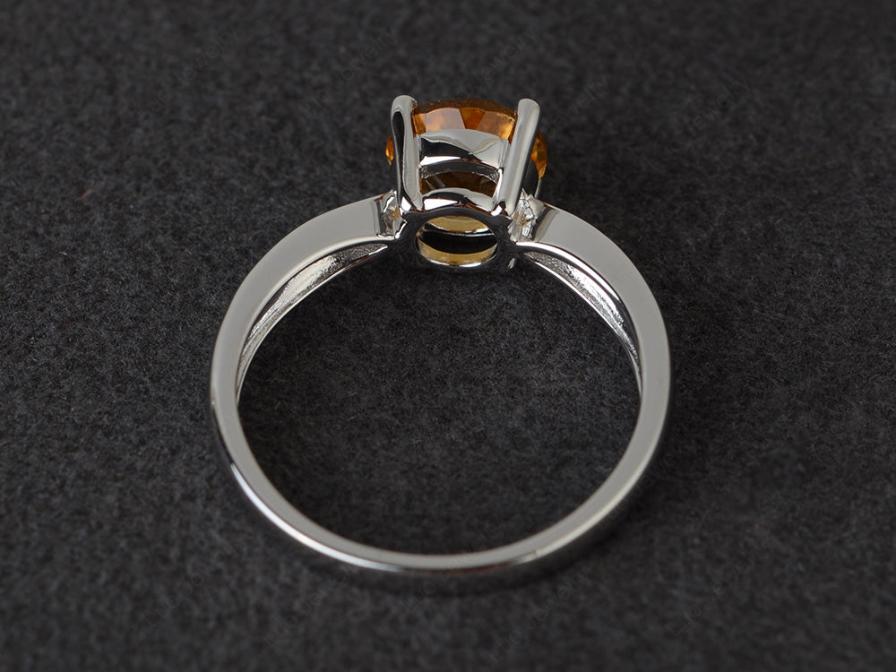 Round Cut Citrine Engagement Ring - LUO Jewelry