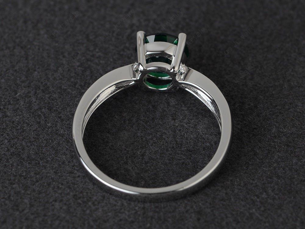 Round Cut Lab Emerald Engagement Ring - LUO Jewelry