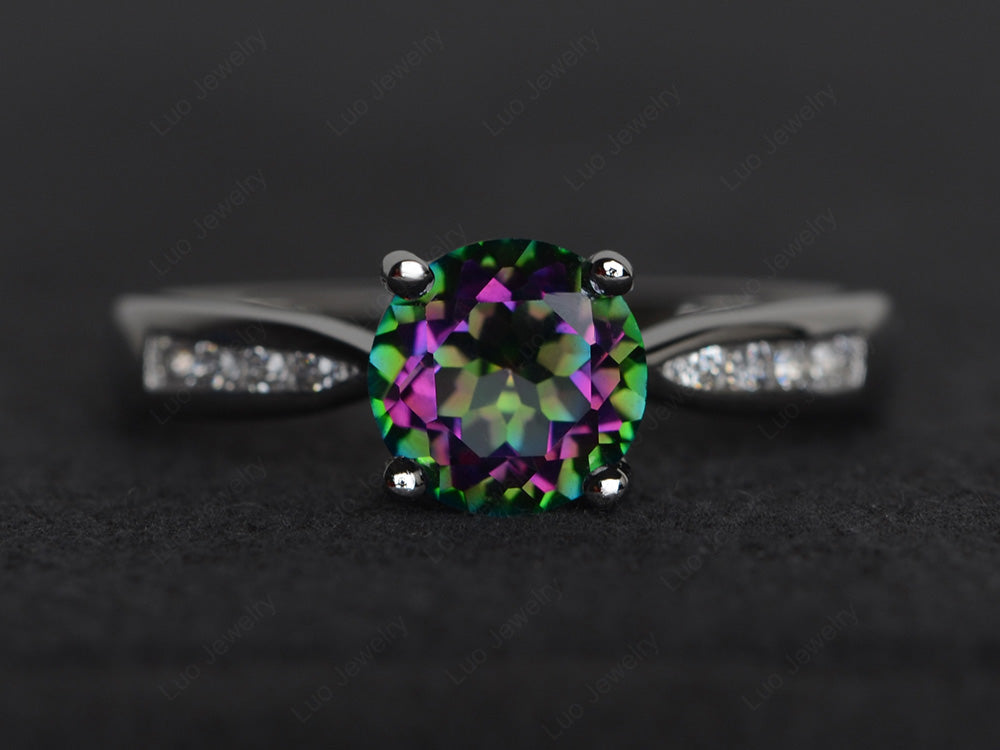 Round Cut Mystic Topaz Engagement Ring - LUO Jewelry