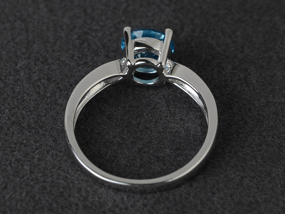 Round Cut Swiss Blue Topaz Engagement Ring - LUO Jewelry