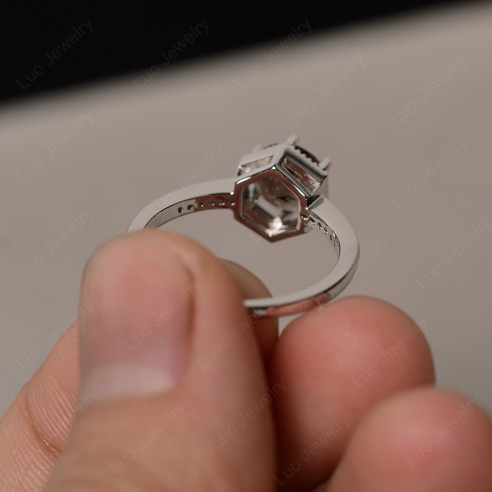 Art Deco Hexagon Set Smoky Quartz  Ring Rose Gold - LUO Jewelry
