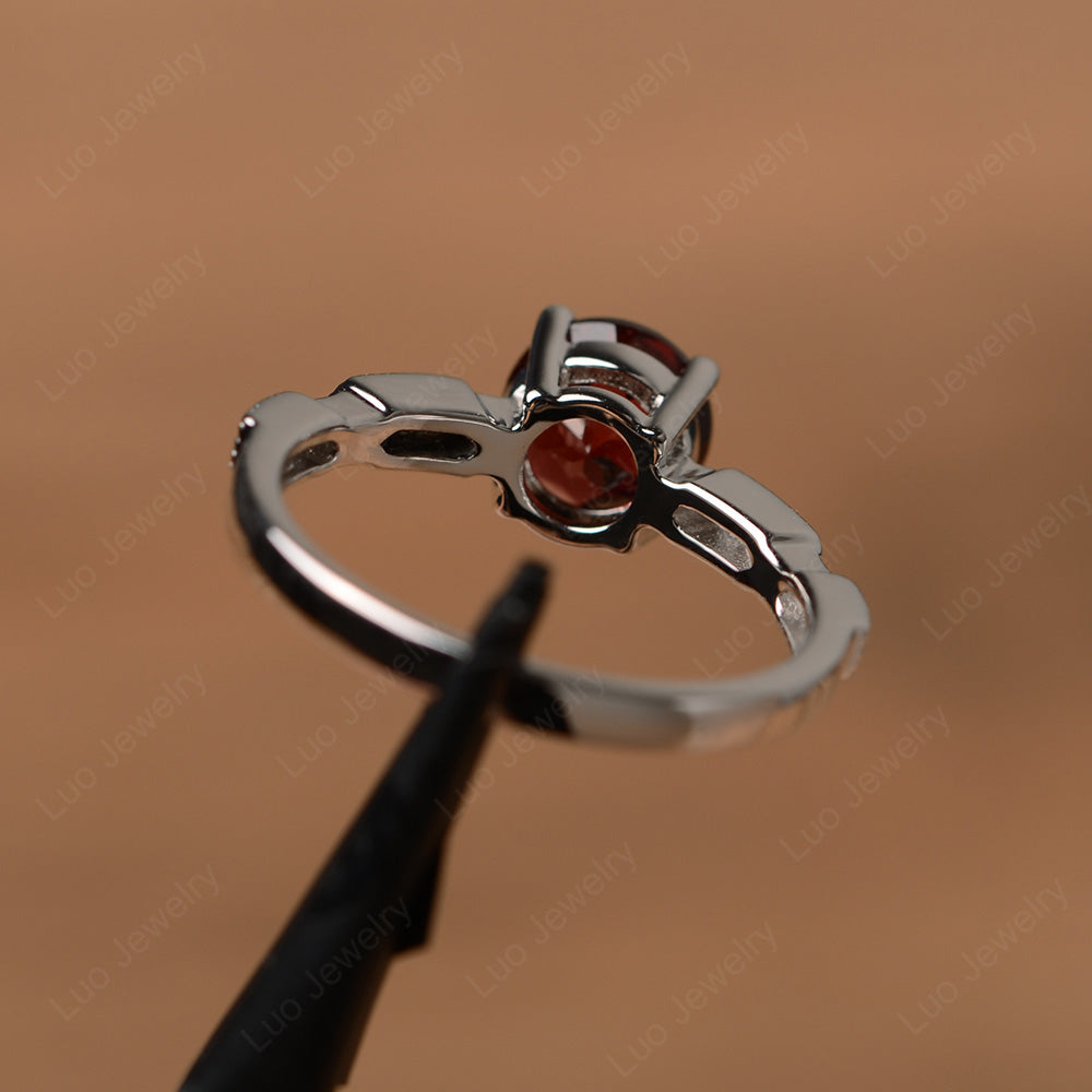 Unique Garnet Ring Deco Art Sterling Silver - LUO Jewelry