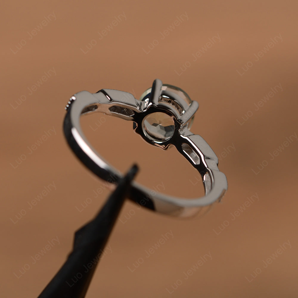 Unique Green Amethyst Ring Deco Art Sterling Silver - LUO Jewelry