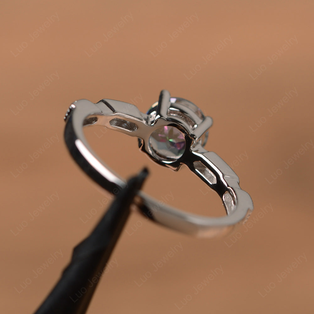 Unique Mystic Topaz Ring Deco Art Sterling Silver - LUO Jewelry