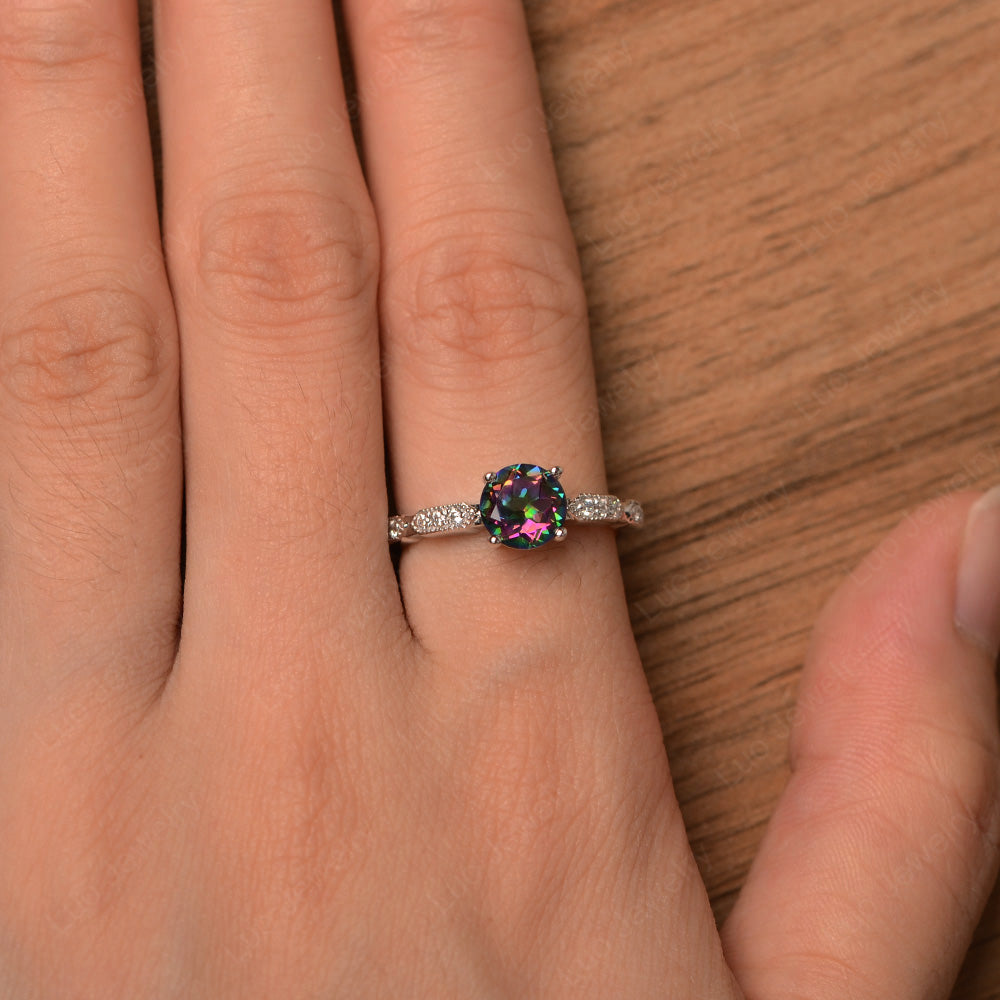 Unique Mystic Topaz Ring Deco Art Sterling Silver - LUO Jewelry