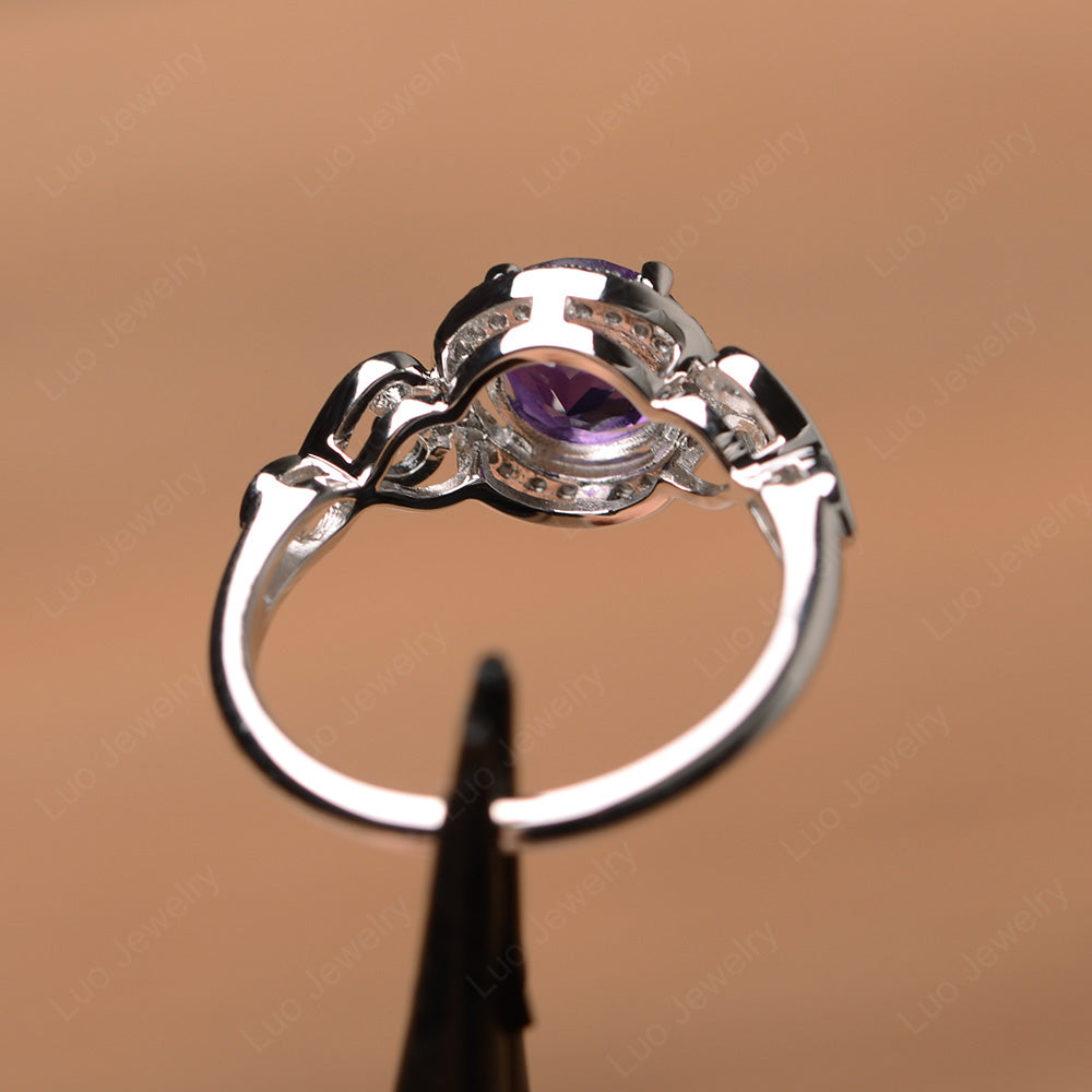 Art Deco Amethyst Halo Engagement Ring - LUO Jewelry