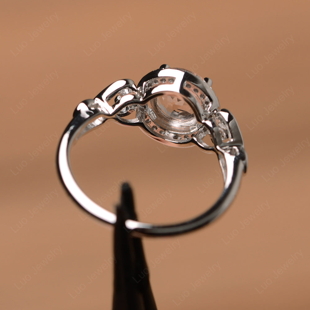 Art Deco Morganite Halo Engagement Ring - LUO Jewelry