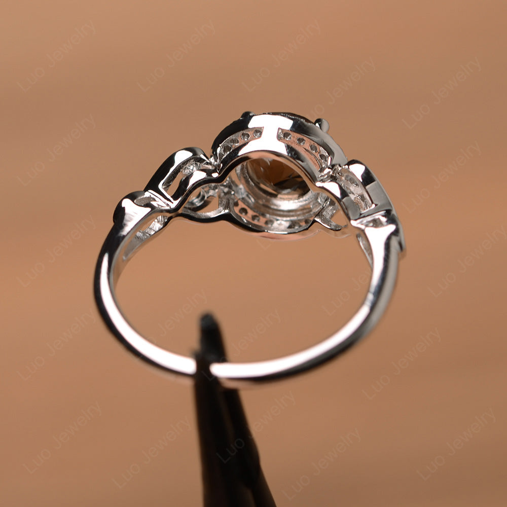 Art Deco Smoky Quartz Halo Engagement Ring - LUO Jewelry