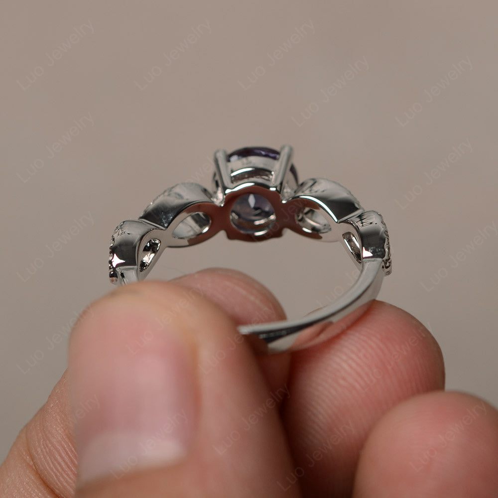 Round Cut Alexandrite Infinity Ring White Gold - LUO Jewelry