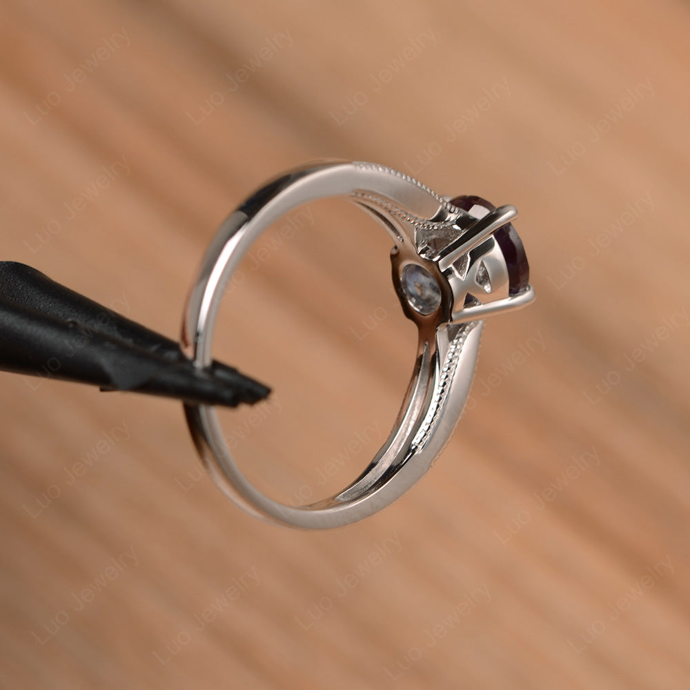 Alexandrite Ring Solitaire Engagement Ring - LUO Jewelry