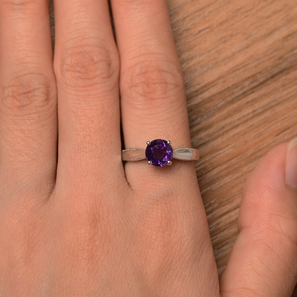 Amethyst Ring Solitaire Engagement Ring - LUO Jewelry