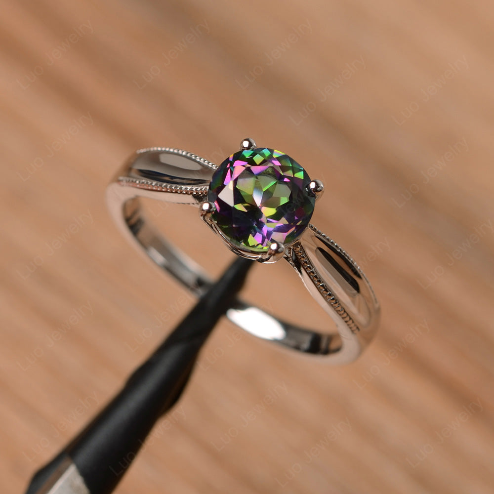Mystic Topaz Ring Solitaire Engagement Ring - LUO Jewelry