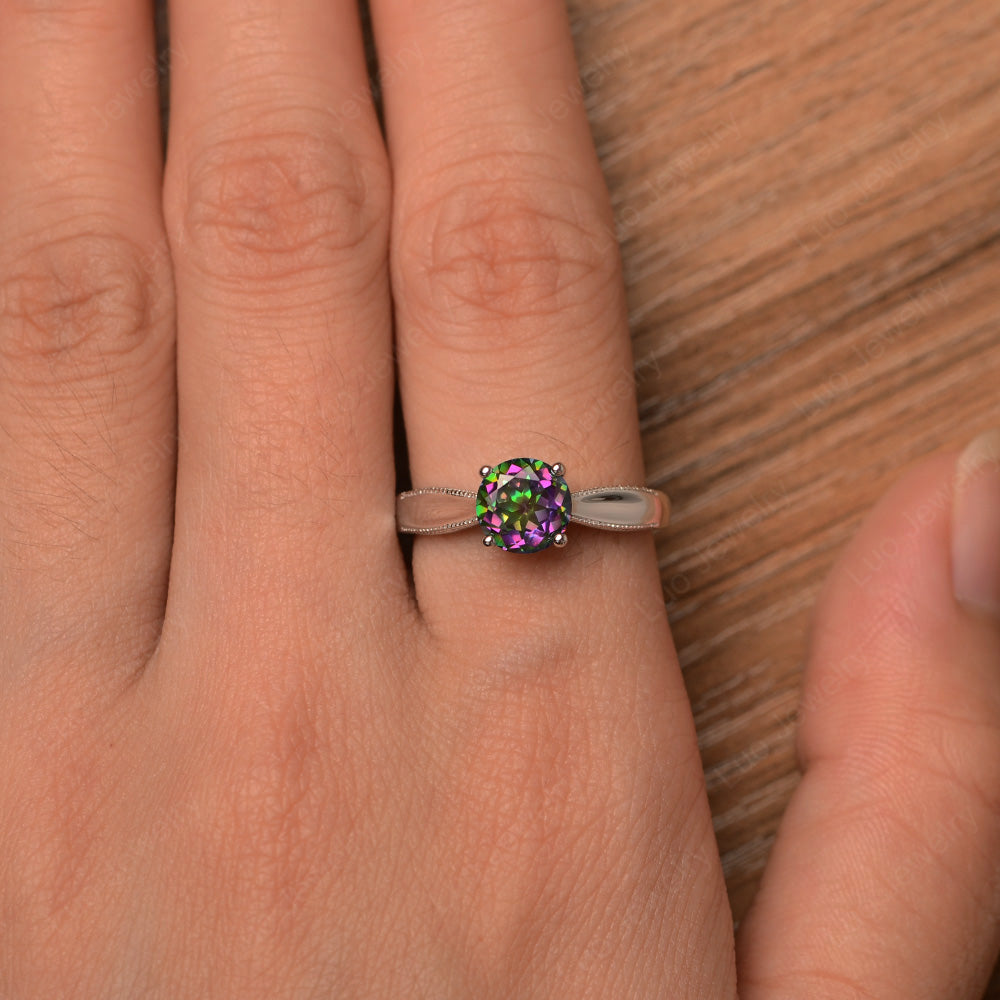 Mystic Topaz Ring Solitaire Engagement Ring - LUO Jewelry