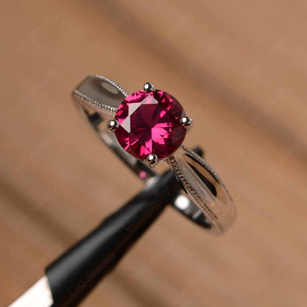 Ruby Ring Solitaire Engagement Ring - LUO Jewelry