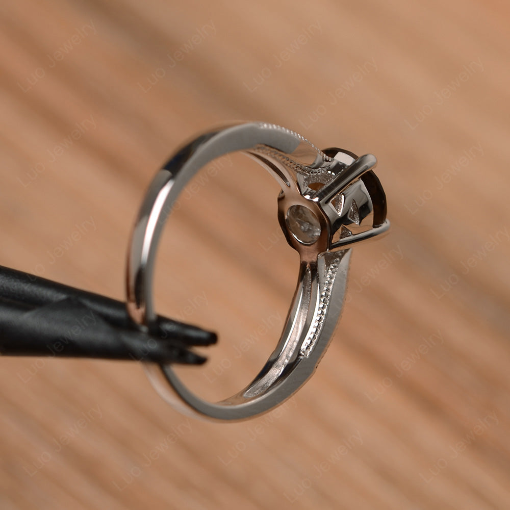 Smoky Quartz Ring Solitaire Engagement Ring - LUO Jewelry