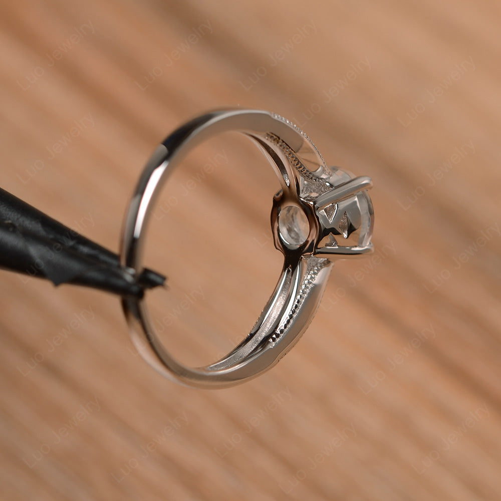 White Topaz Ring Solitaire Engagement Ring - LUO Jewelry