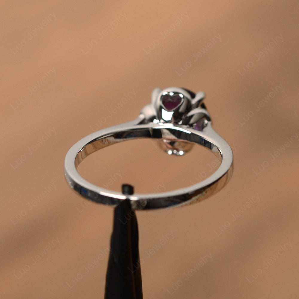 Flower Amethyst Solitaire Engagement Ring - LUO Jewelry