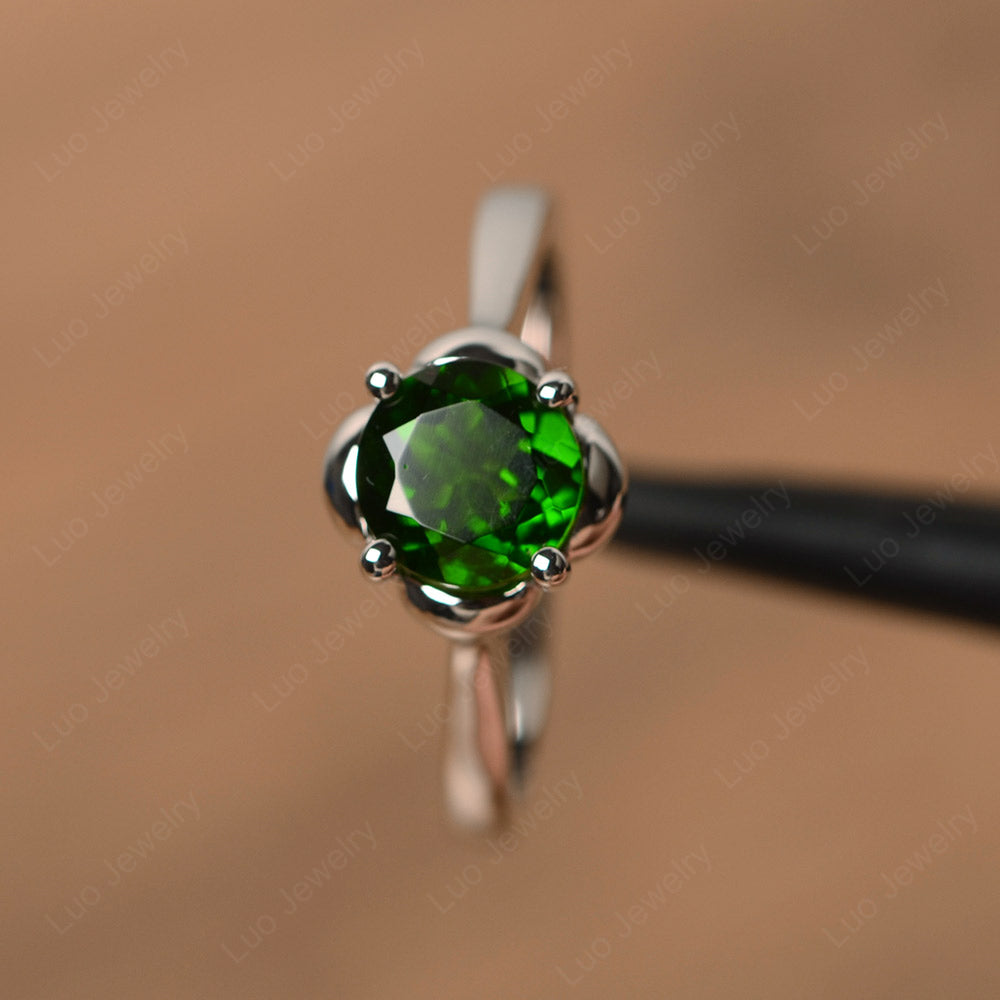 Flower Diopside Solitaire Engagement Ring - LUO Jewelry