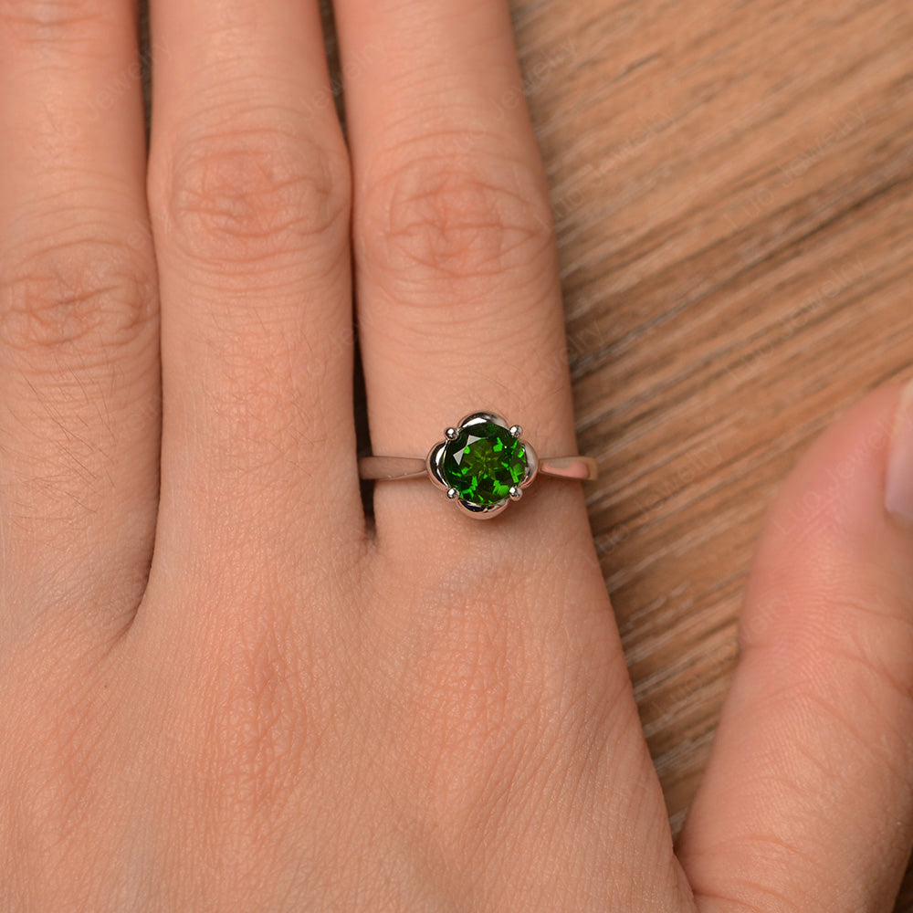 Flower Diopside Solitaire Engagement Ring - LUO Jewelry