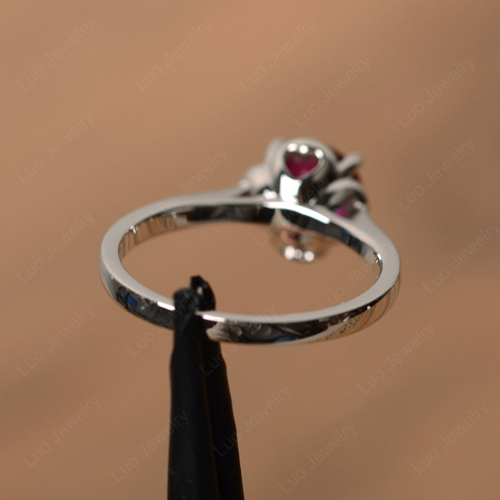 Flower Ruby Solitaire Engagement Ring - LUO Jewelry