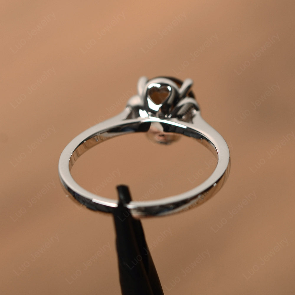 Flower Smoky Quartz Solitaire Engagement Ring - LUO Jewelry