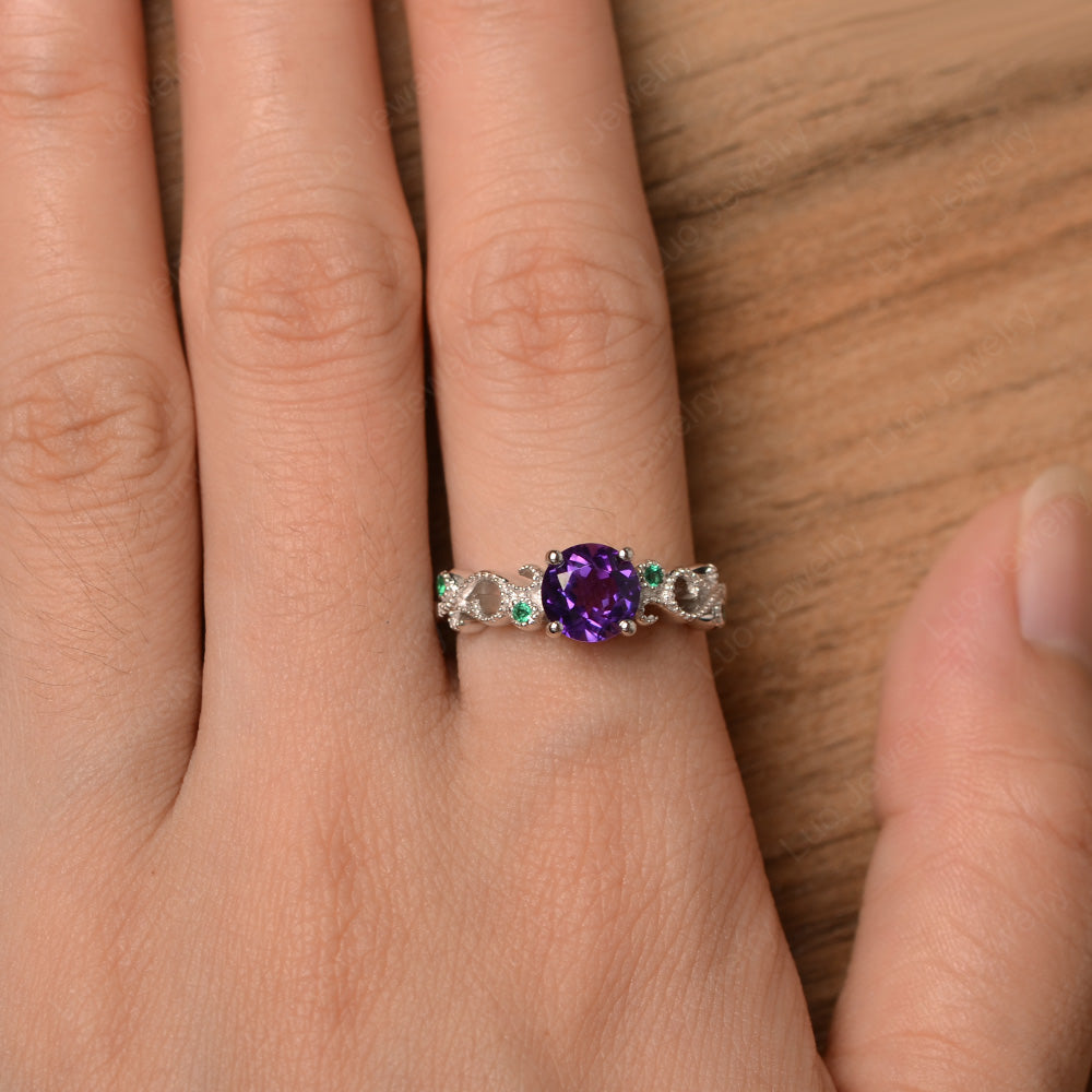 Vintage Amethyst Ring Art Deco Yellow Gold - LUO Jewelry