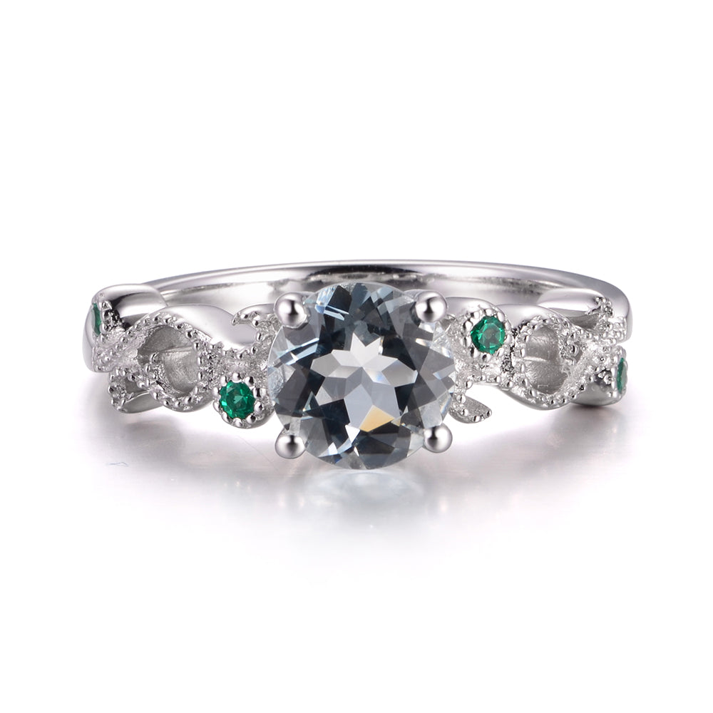 Vintage Aquamarine Ring Art Deco Yellow Gold - LUO Jewelry