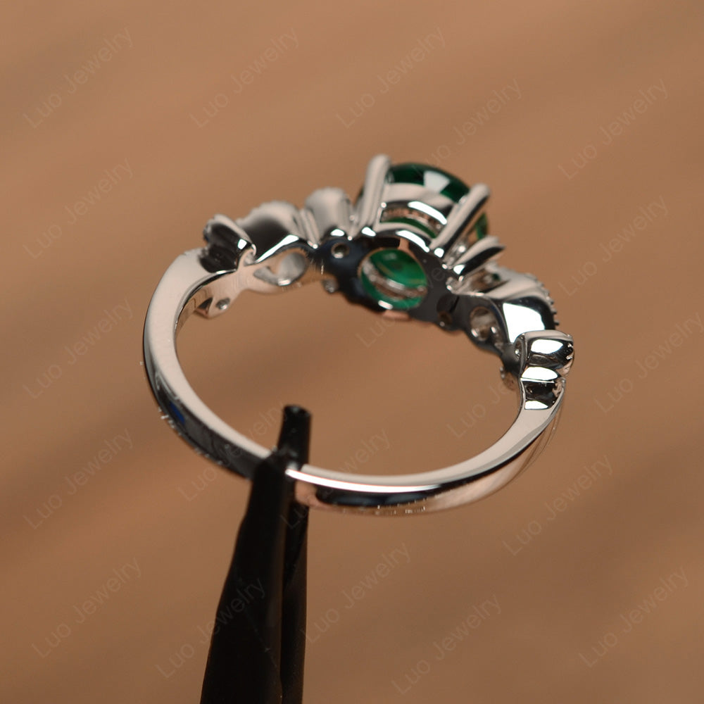 Vintage Lab Emerald Ring Art Deco Yellow Gold - LUO Jewelry