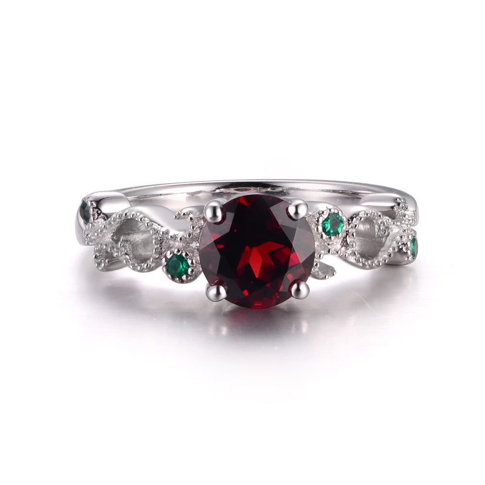 Vintage Garnet Ring Art Deco Yellow Gold - LUO Jewelry