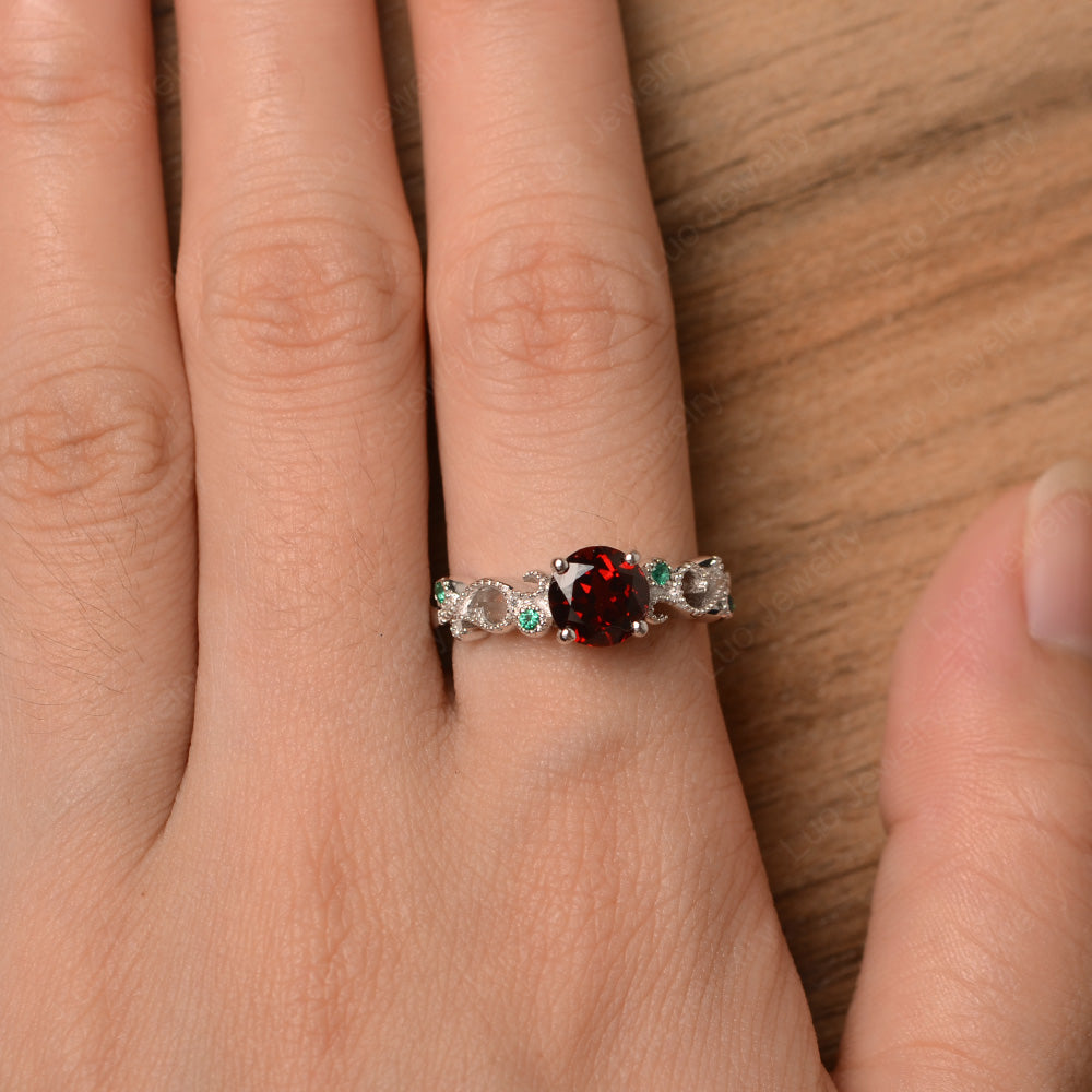 Vintage Garnet Ring Art Deco Yellow Gold - LUO Jewelry