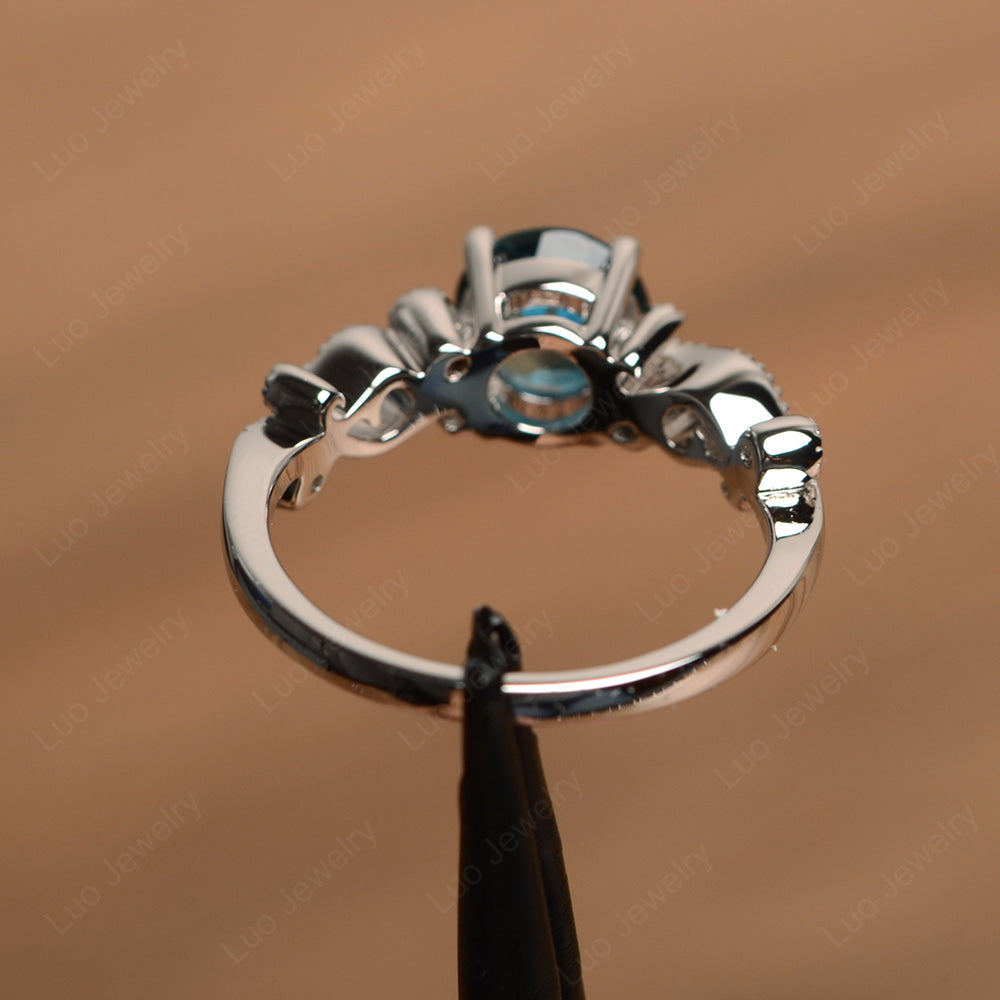 Vintage London Blue Topaz Ring Art Deco Yellow Gold - LUO Jewelry