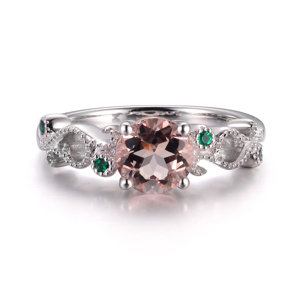 Vintage Morganite Ring Art Deco Yellow Gold - LUO Jewelry