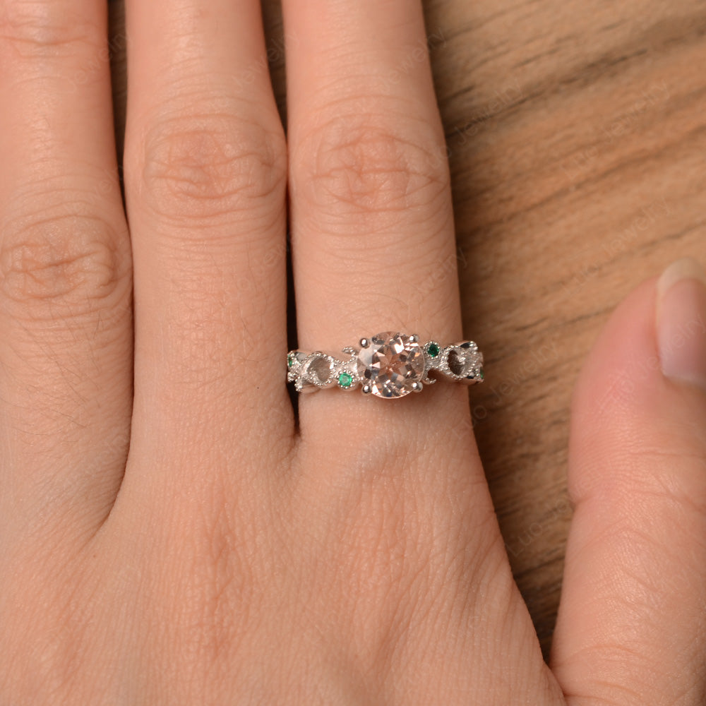 Vintage Morganite Ring Art Deco Yellow Gold - LUO Jewelry