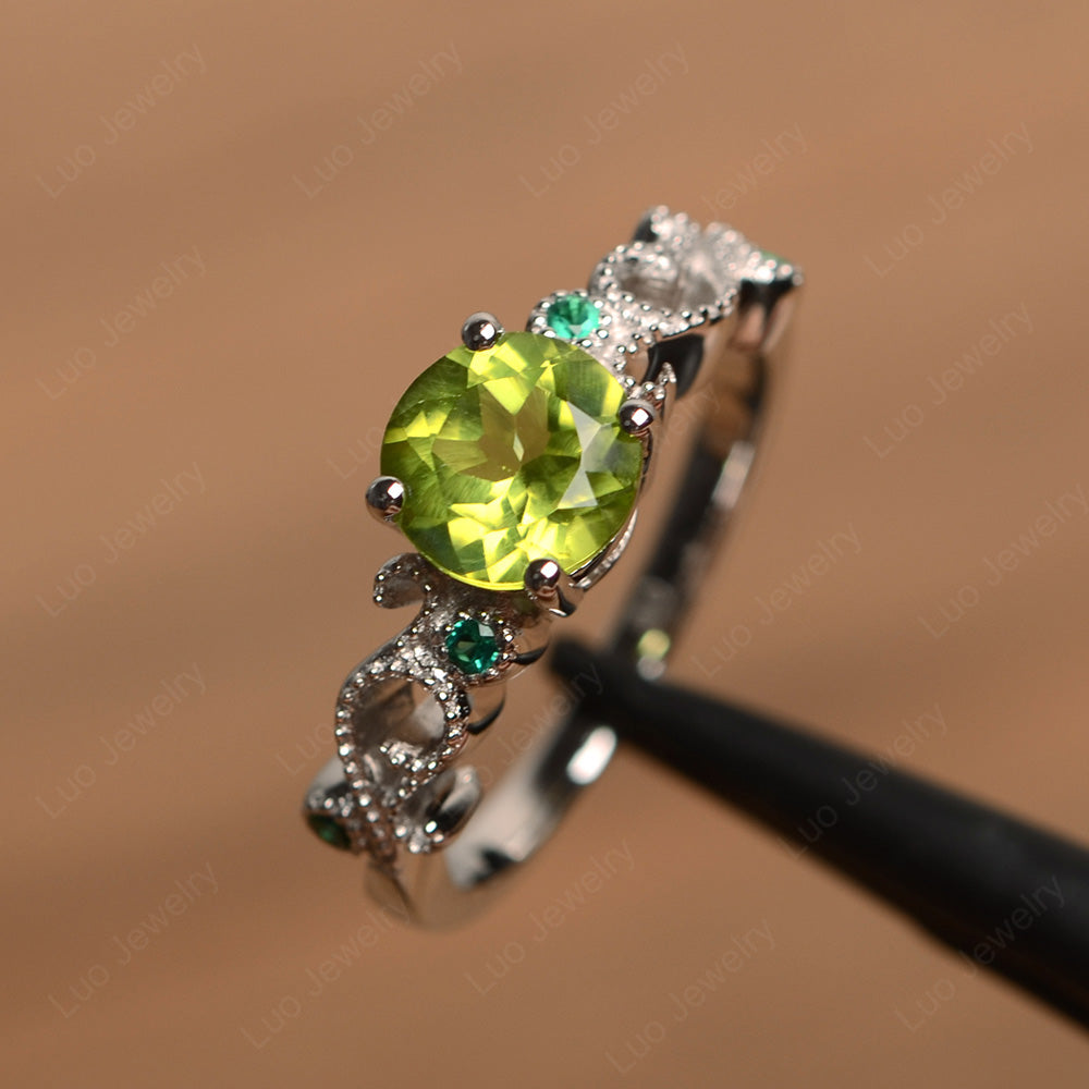 Vintage Peridot Ring Art Deco Yellow Gold - LUO Jewelry