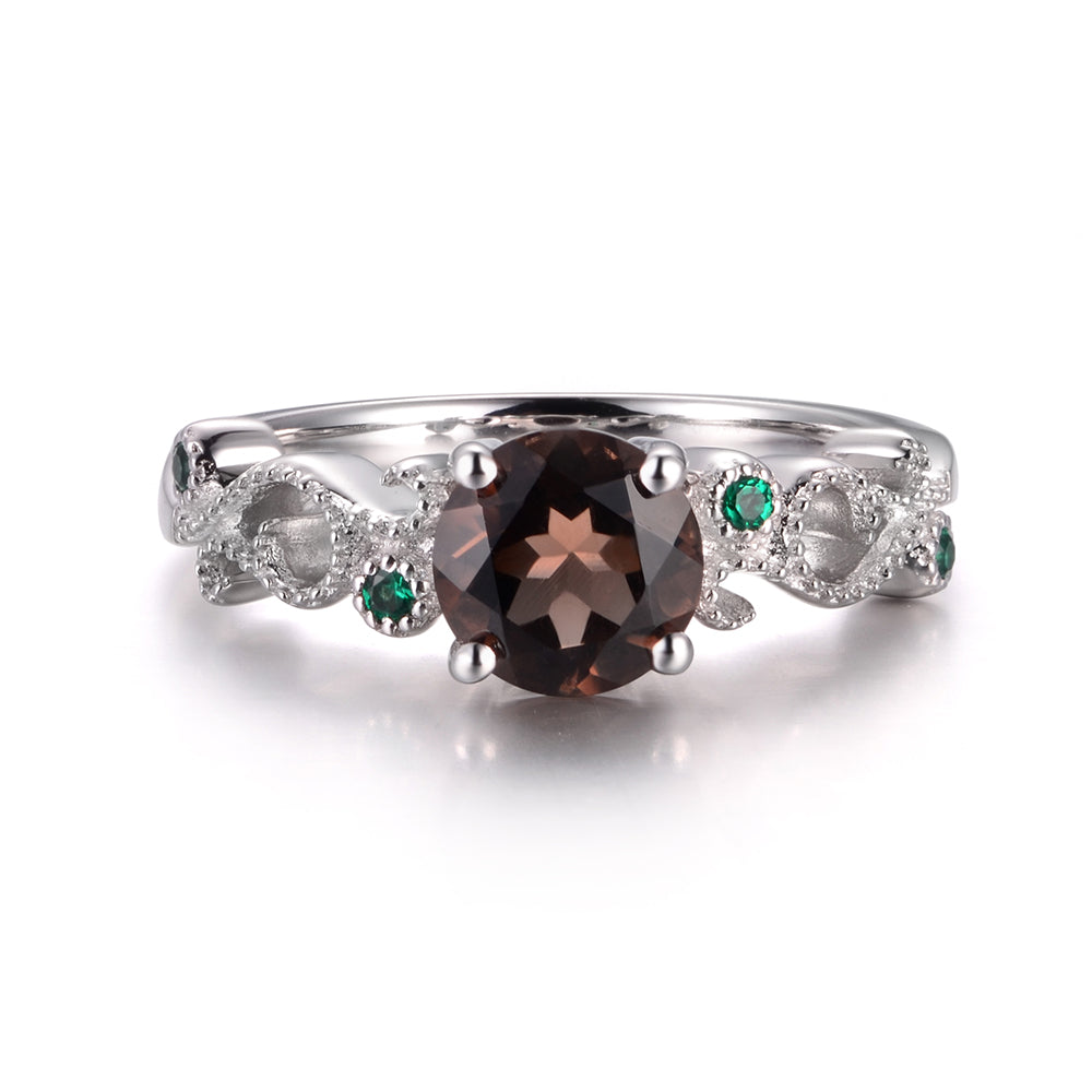 Vintage Smoky Quartz Ring Art Deco Yellow Gold - LUO Jewelry
