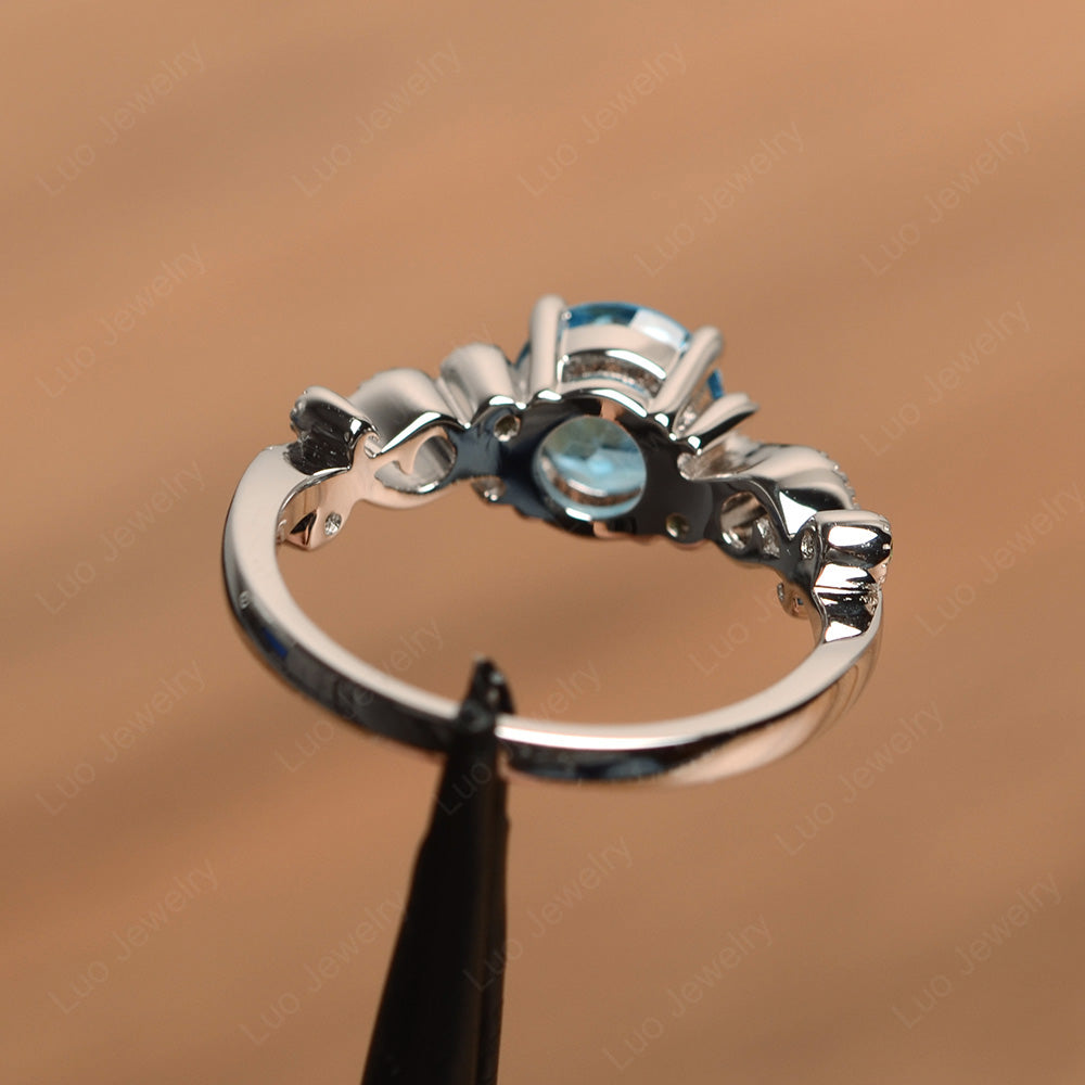 Vintage Swiss Blue Topaz Ring Art Deco Yellow Gold - LUO Jewelry