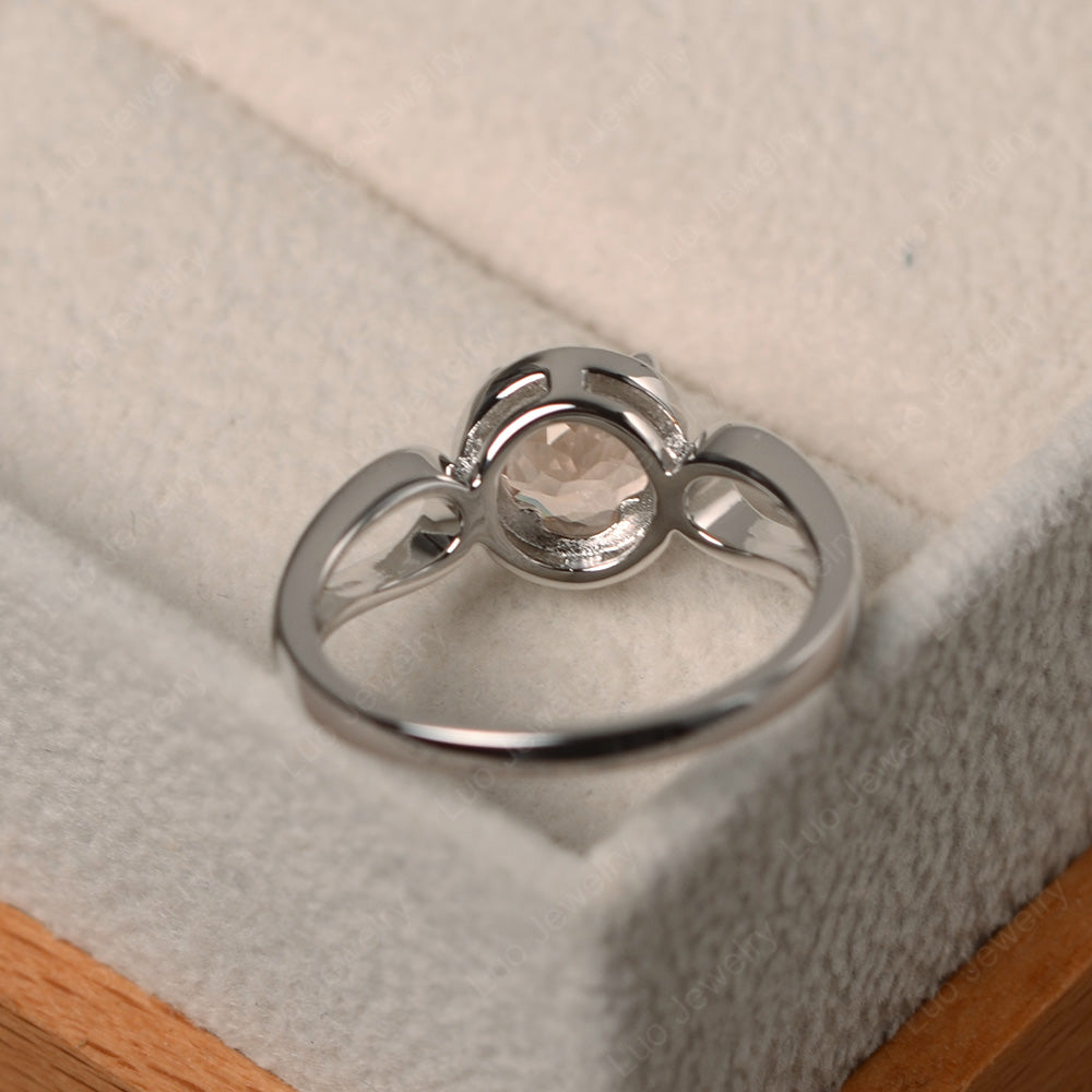 Morganite Halo Engagement Ring Split Shank - LUO Jewelry