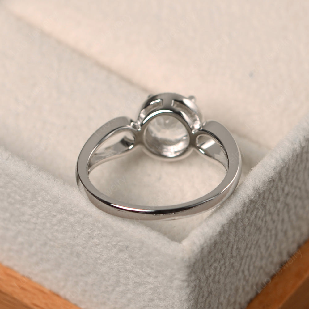 White Topaz Halo Engagement Ring Split Shank - LUO Jewelry