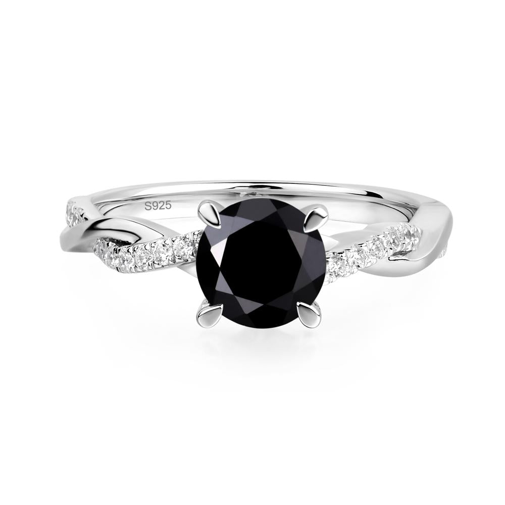 Black Spinel Twisted Engagement Ring - LUO Jewelry #metal_sterling silver