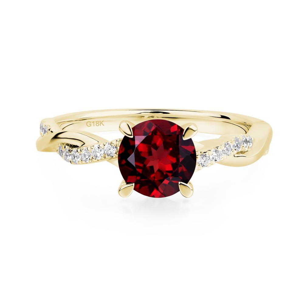 Garnet Twisted Engagement Ring - LUO Jewelry #metal_18k yellow gold